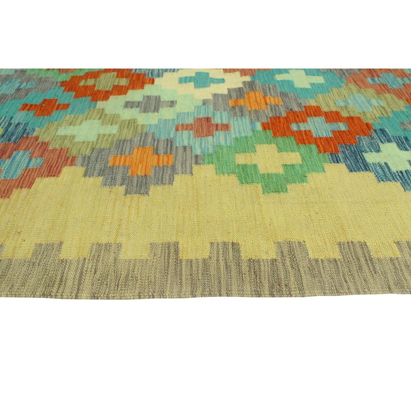Sangat Flatweave Jaja Gold/Grey Rug - 4'10" x 6'5"