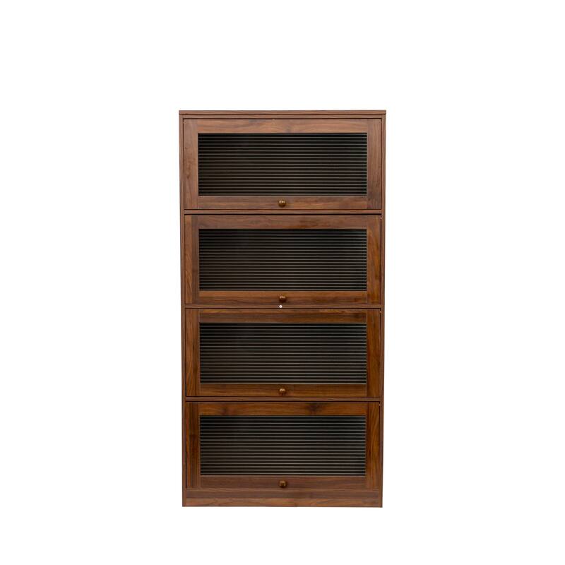 GDF Studio - Maise Contemporary Floor-to-Ceiling Bookcase with Glass Doors and Enclosed Storage Shelves - 61.81"