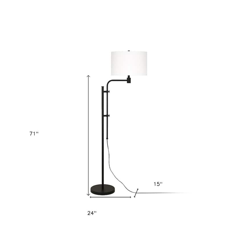 71-Inch Adjustable Floor Lamp with White Frosted Glass Shade for Home - 15” x 24” x 71”