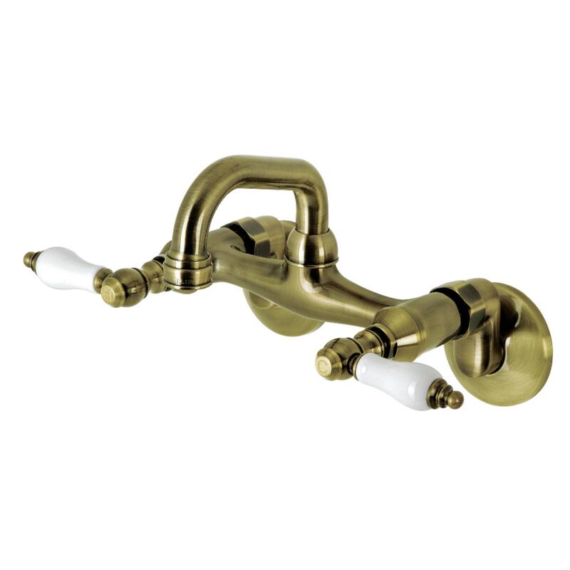 Kingston Brass Two-Handle Wall Mount Bar Faucet - Antique Brass