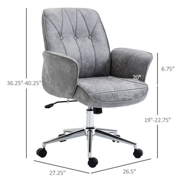 Microfiber Home Office Chair, Work Chair with Swivel Wheels and Tilt Function, Padded Vanity Chair with Armrests - N/A