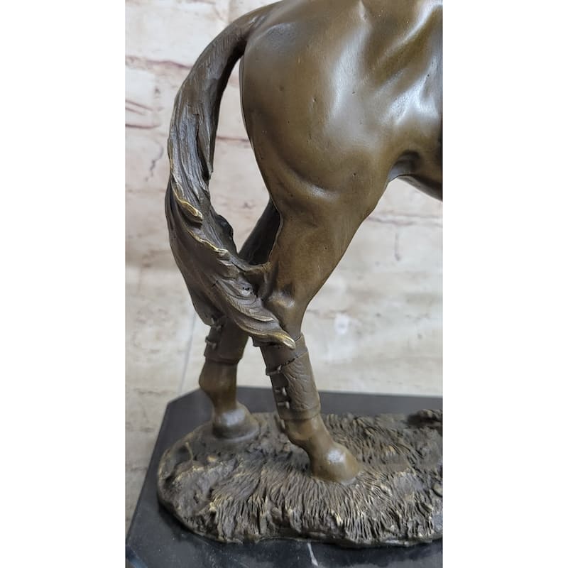 Equestrian Little Girl Child W/ Horse Bronze Statue Sculpture Figurine 11 Inches X 12 Inches