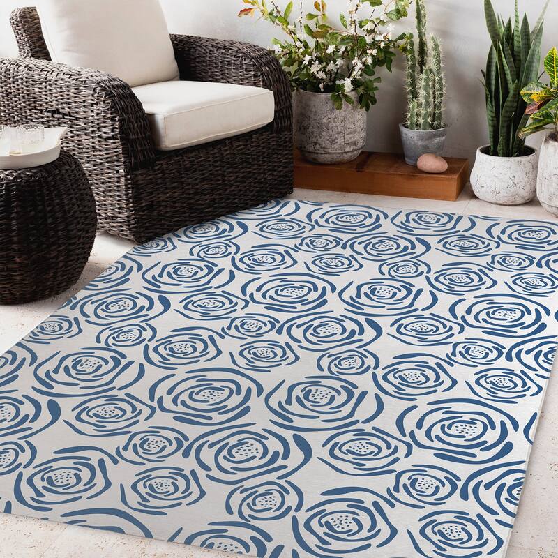 FLEUR BLUE Outdoor Rug By Terri Ellis Bed Bath & Beyond 34350031