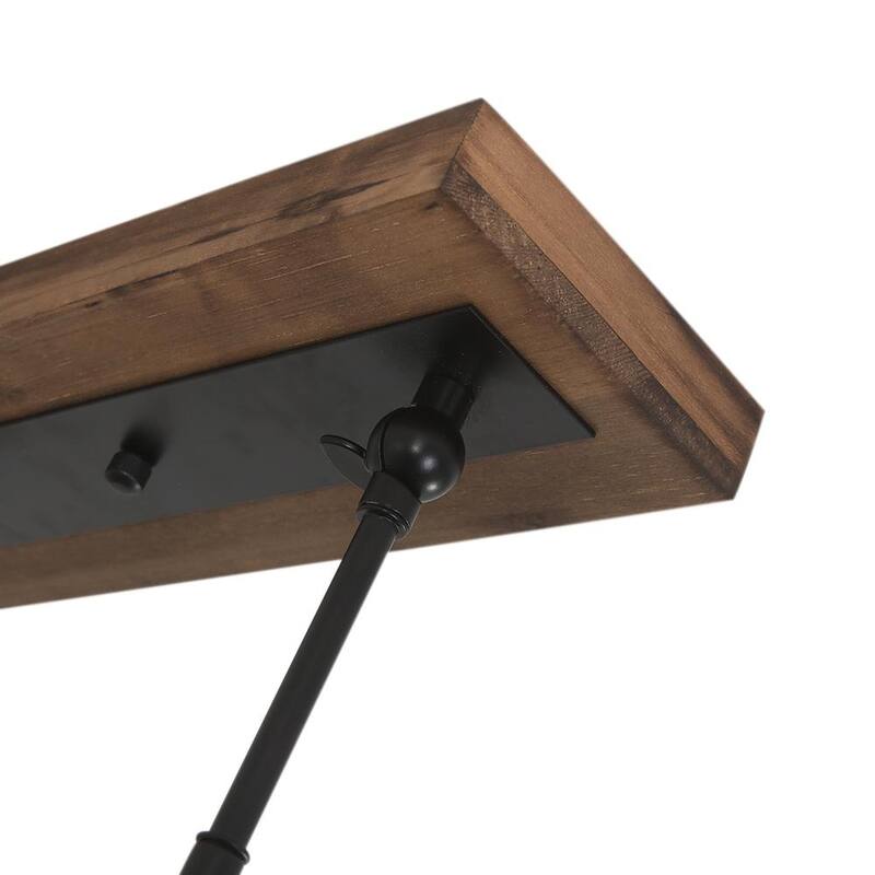 Industrial 3-Light Black Ceiling Track Light - Brown Wood + Black Metal