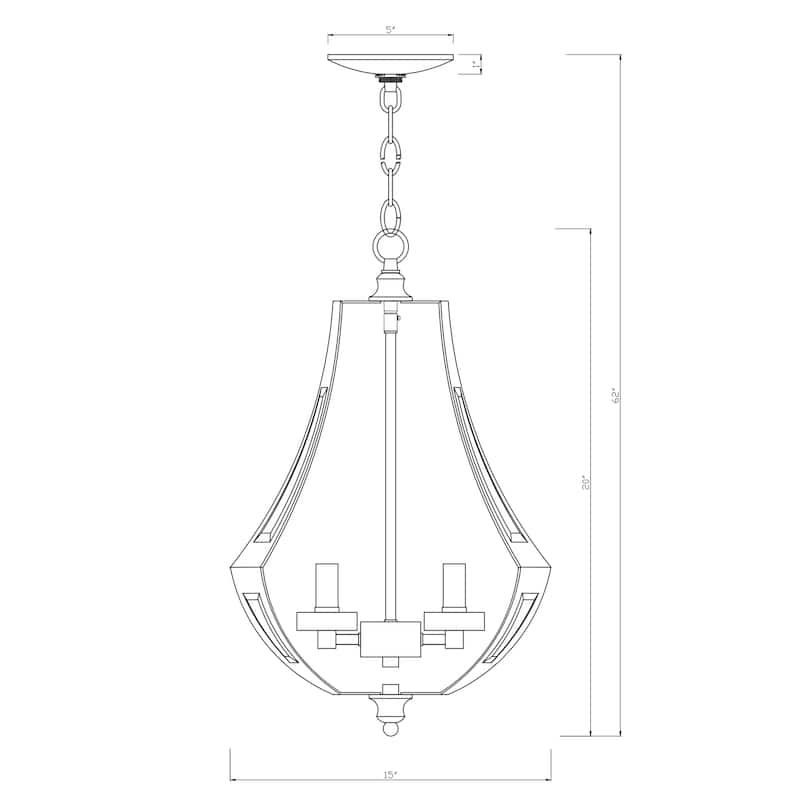 Fabiola 15 Inch Mid-Century Vintage Style Antique Painted Finish Ceiling Crystal Lighted Pendant Chandelier 4-Light - N/A