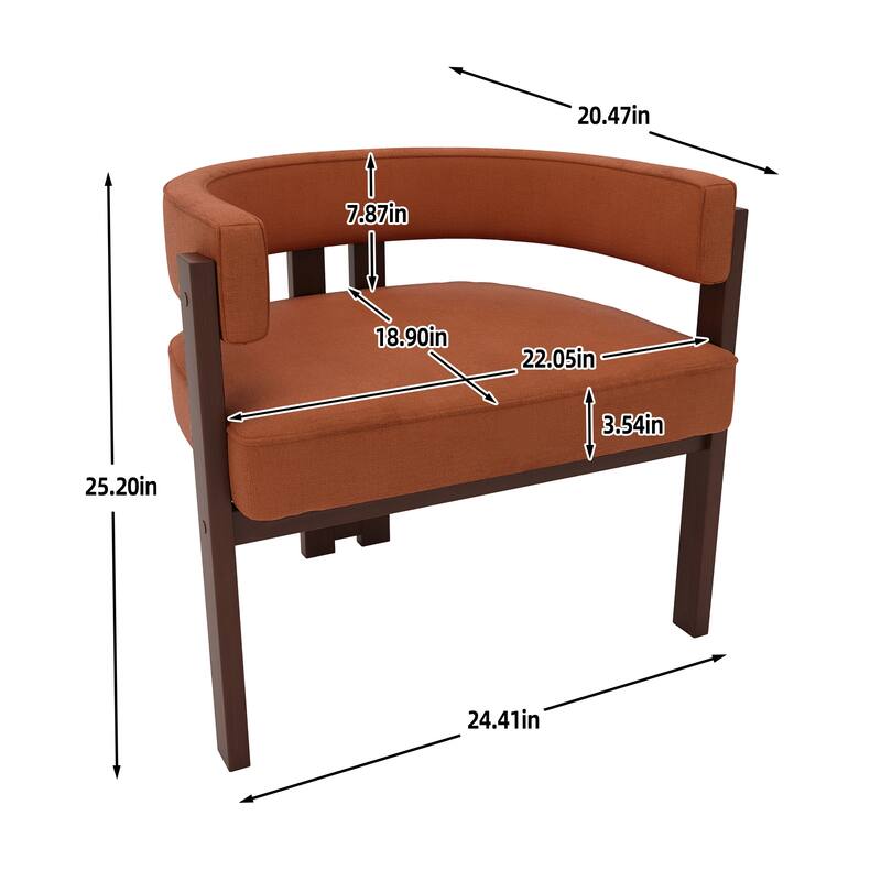 Chenille Barrel Chair with 3-Legged Open Back Accent Chair (Set of 2, 300lb Capacity)