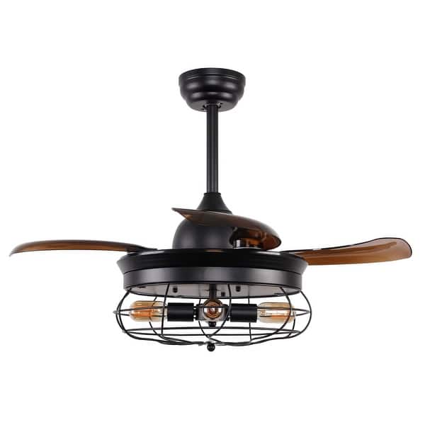 Shop Industrial Black 34 Inch Foldable 4 Blades Iron Ceiling
