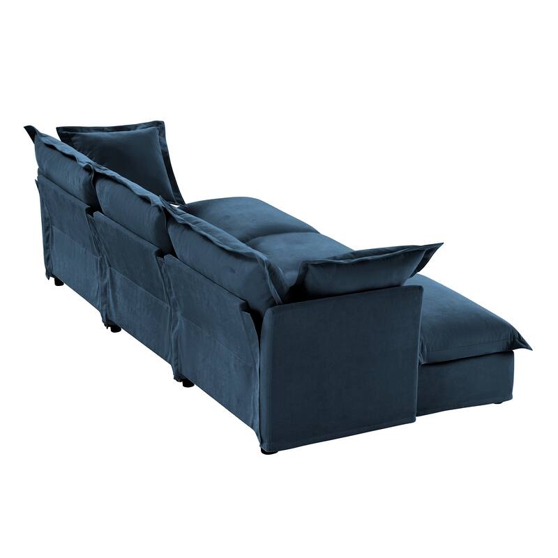 120" Chenille 3-Seater Sectional Sofa with 3 Ottomans