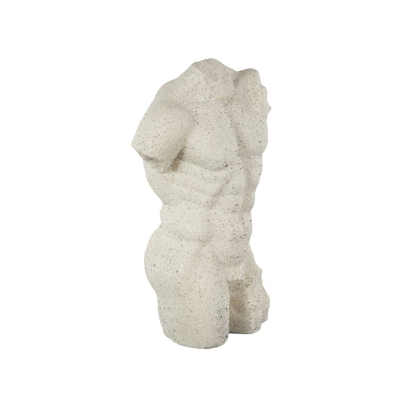 Polystone People Textured Sculpture with Black Speckles - White - Roche River Decor