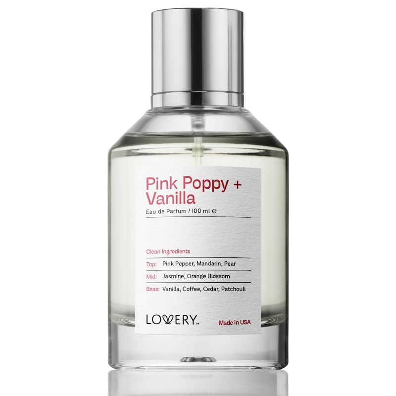 Lovery Pink Poppy and Vanilla Eau de Parfum Spray, Made in USA 3.4 oz