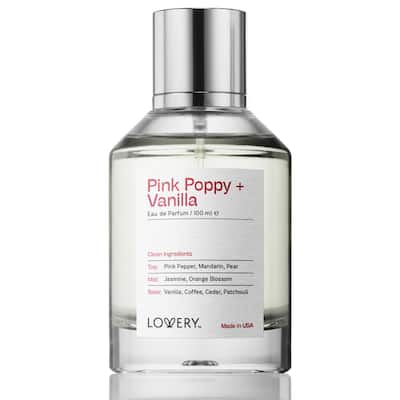 Lovery Pink Poppy and Vanilla Eau de Parfum Spray, Made in USA 3.4 oz