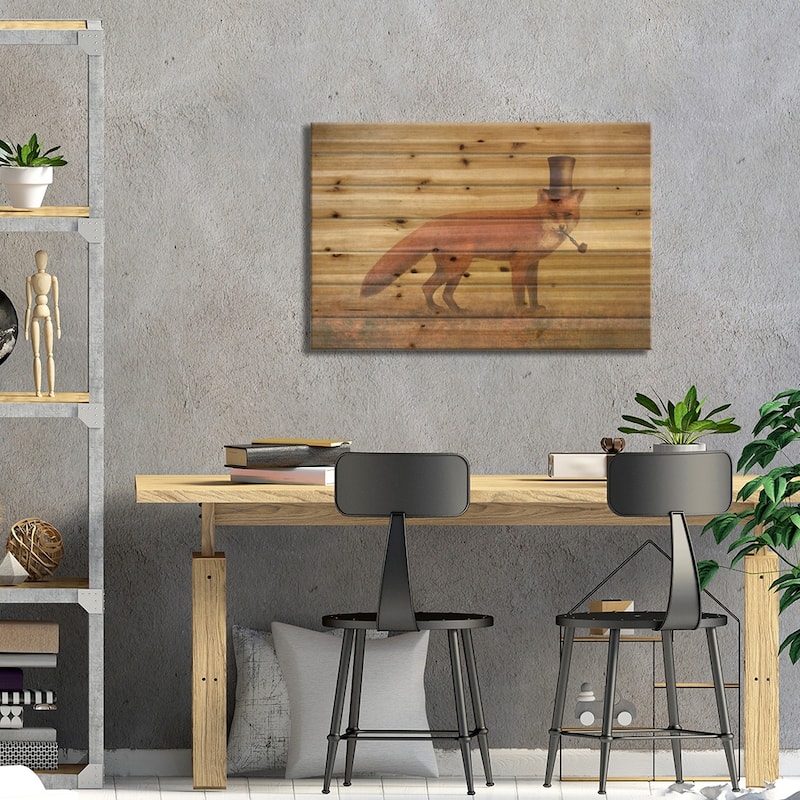 Crazy Like A Fox Print On Wood by Terry Fan - Multi-Color