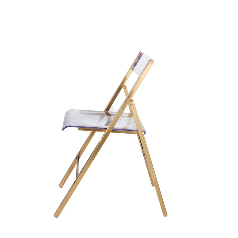 LeisureMod Menno Modern Acrylic Folding Chair - Red - 4 x 30 x 16.5