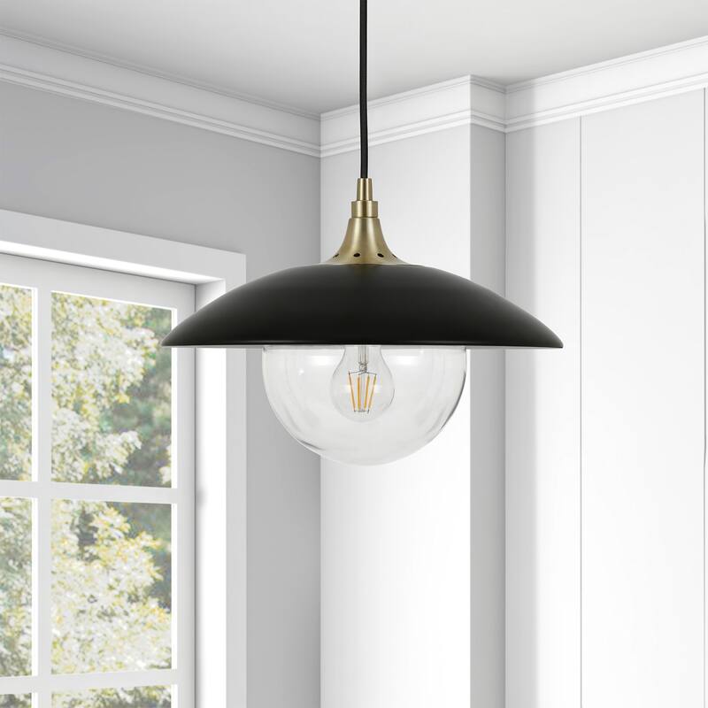 Alvia 14.5" Wide Pendant with Metal/Glass Shade - 14.5" Wide
