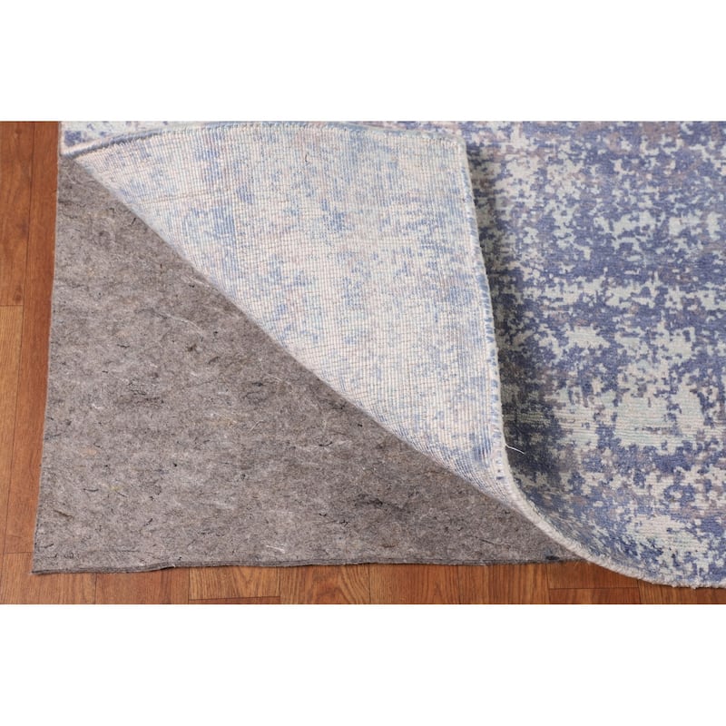 Contemporary Abstract Area Rug Handmade Blue Wool Carpet - 8'0" X 10'2"