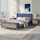 preview thumbnail 33 of 56, 4 Pcs Bedroom Sets Platform Bed with 2 Nightstands and Storage Blue(Full bed+Two Nightstands+Bench) - Full