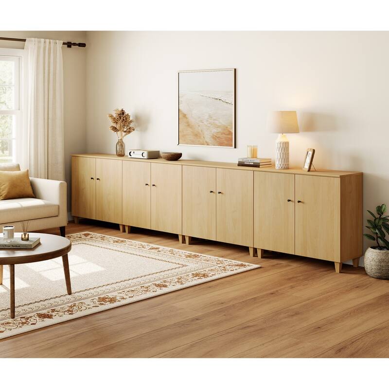 WAMPAT Wide TV Stand Cabinet, Entertainment Center with Doors, 32.4"H