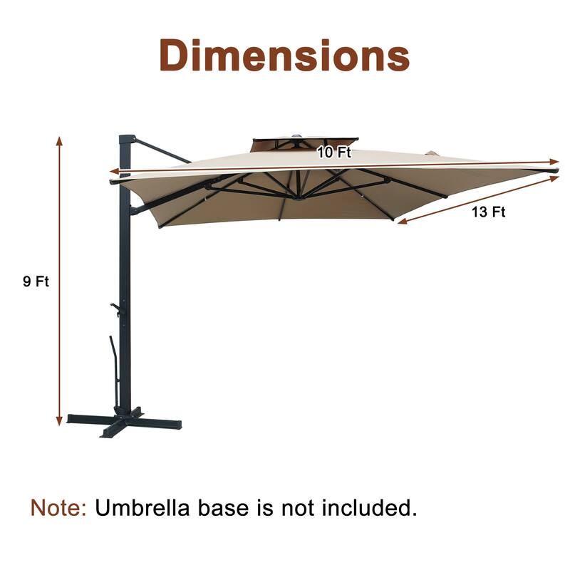13-Ft Aluminum Dual-Roof Cantilever Umbrella