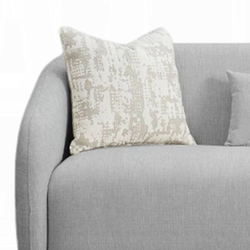 Tiena Sofa, 3 Accent Throw Pillows, Modern Light Gray Linen, 84 Inch
