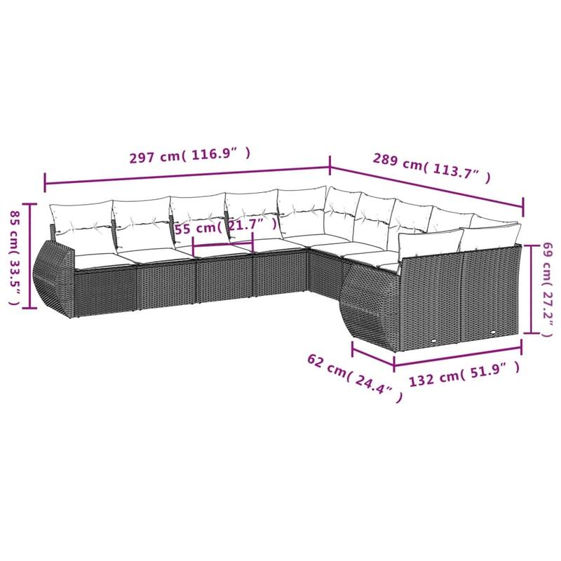 vidaXL Garden Sofa Set Black, Cream White