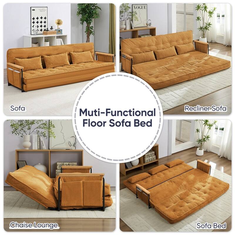 Mixoy Muti-Functional Folding Floor Sofa Bed,3-Seater,2-Seater,1-Seater Lazy Futon Sofa with 6 Position Adjustable Backrest