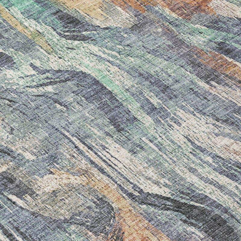 Machine Washable Indoor/ Outdoor Brushstrokes Modern Chantille Rug