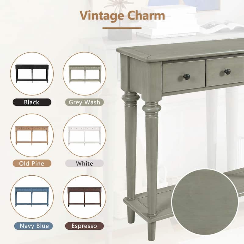 Entryway Table with 4 Drawers and Open Shelf