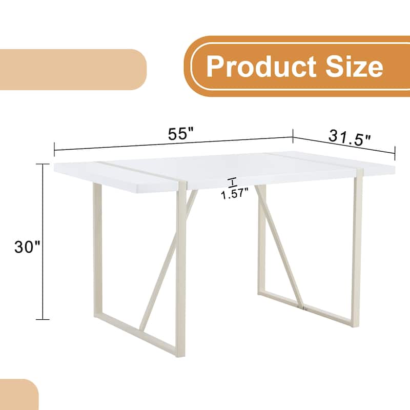 ​Modern Dining Table with Cream Top and Quick Assembly for Urban Homes Compact Kitchens and Multi Use​