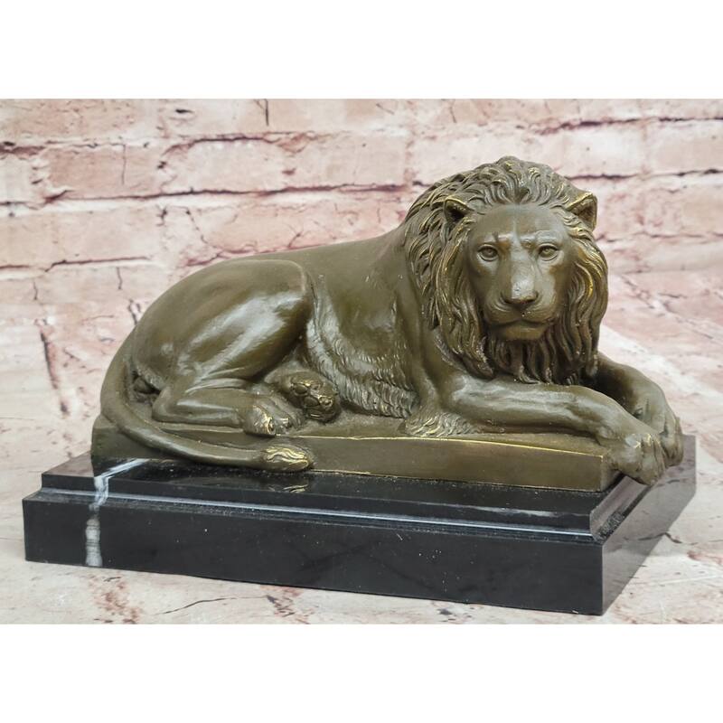 Reclining Lion Bronze Sculpture - Majestic Wildlife Symbol Art