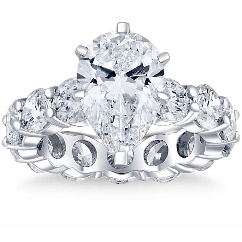 Certified 7.56Ct Pear Shape Diamond Eternity Engagement Ring Gold Lab Grown