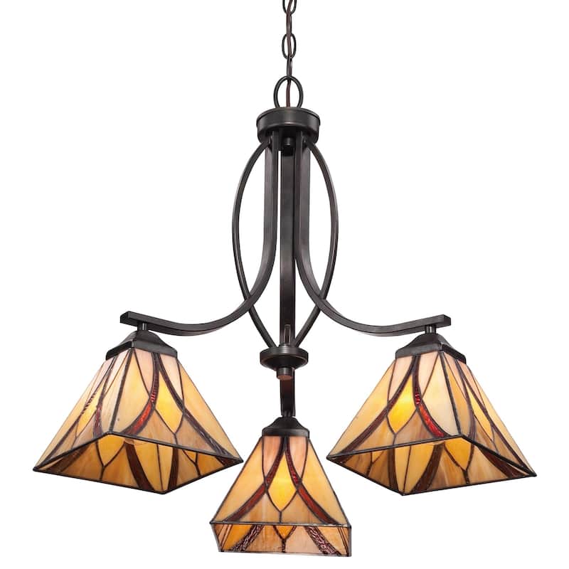 Roseto Terrell 3 Light 23" Wide Chandelier with Tiffany Glass
