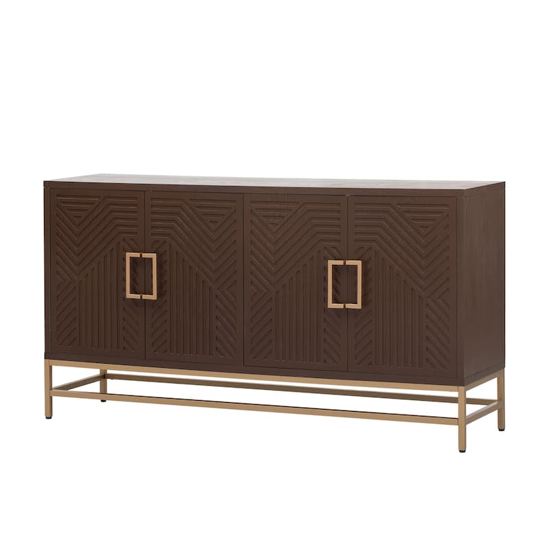 Rectangular Sideboard Entryway Cabinet with Adjustable Shelves & Metal Leg, Buffet Cabinet Console Table for Kitchen Living Room