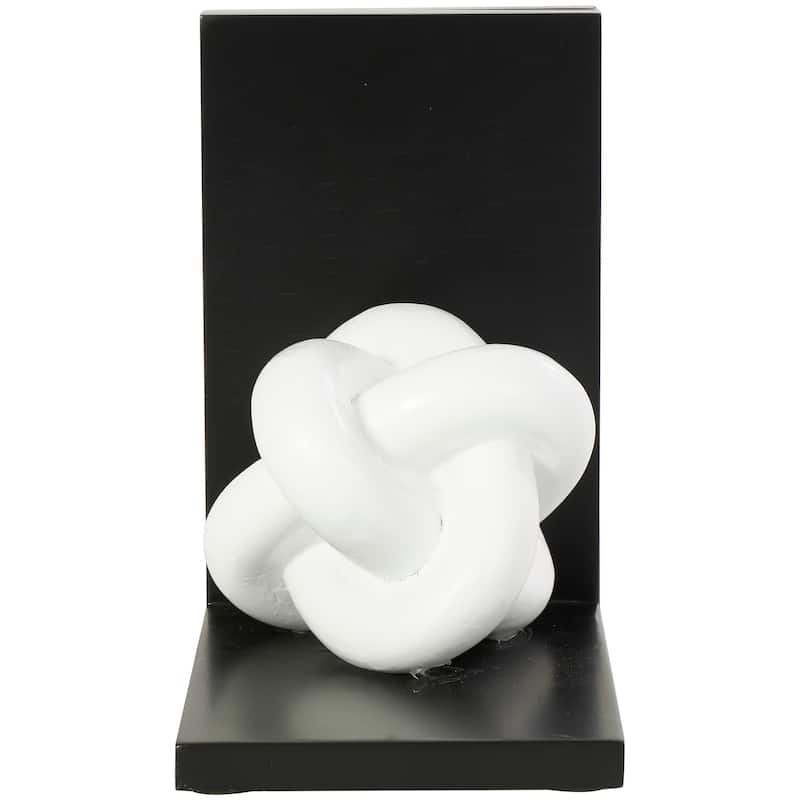 CosmoLiving by Cosmopolitan White Wooden Knot Decorative Bookends with Black Stands (Set of 2)