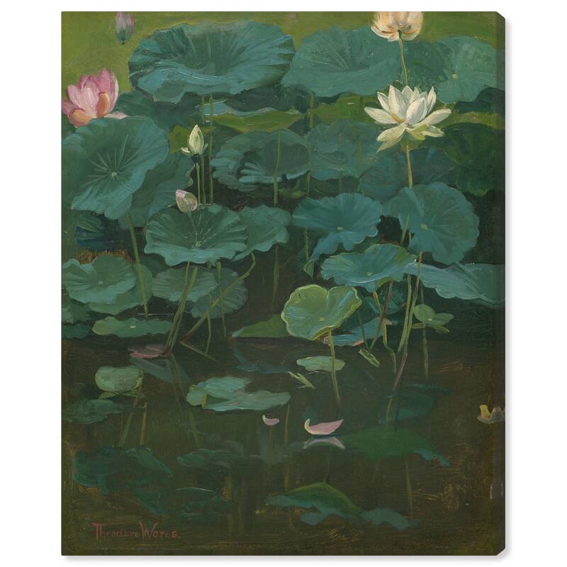 Theodore Wores Lotus Canvas by Art Remedy, Gallery Wrapped - 30" x 36"