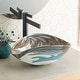 preview thumbnail 3 of 18, Amalfi Handmade Murano Glass Bathroom Sink - 17.5x12x6.75 Shoreline
