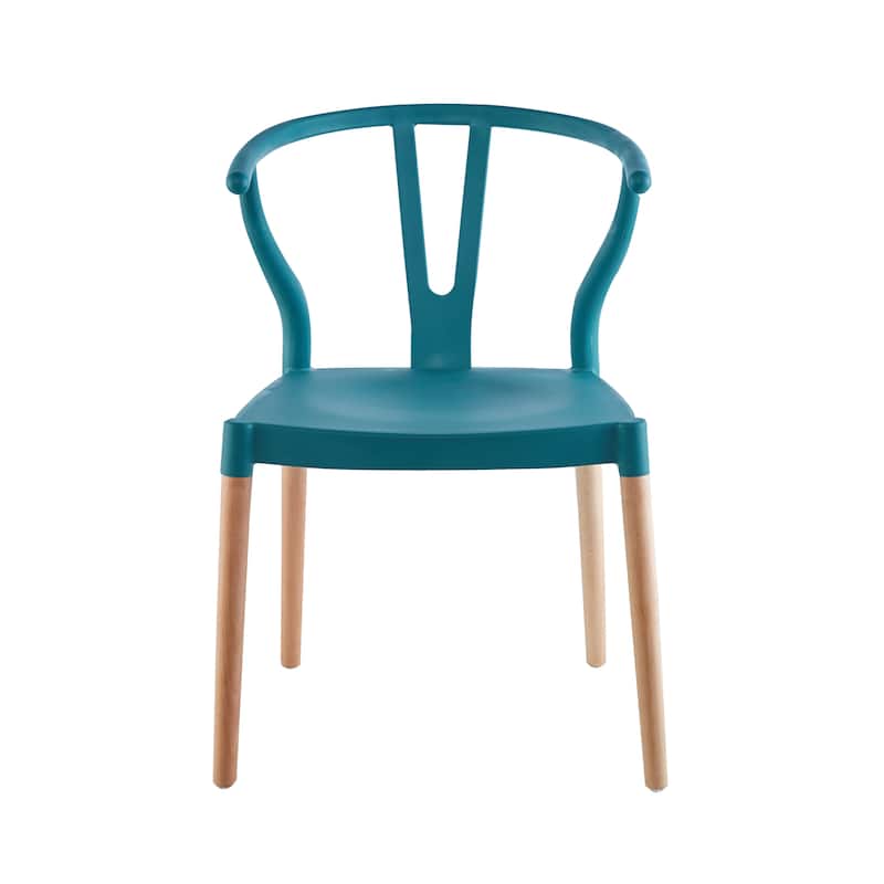 Porthos Home Lyra Plastic Dining Chairs with Beechwood Legs, Set of 2