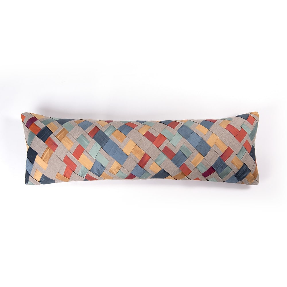 Tralas Multicolor Silk Extra Long Bolster Pillow
