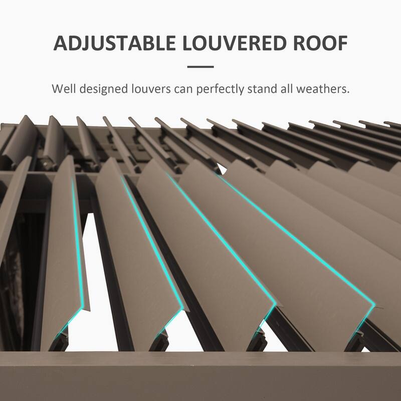 Domi Louvered Pergola 10' x 10', Aluminum Outdoor Pergola with Adjustable Louvers, Full Aluminum Frame, Built-in Gutter System