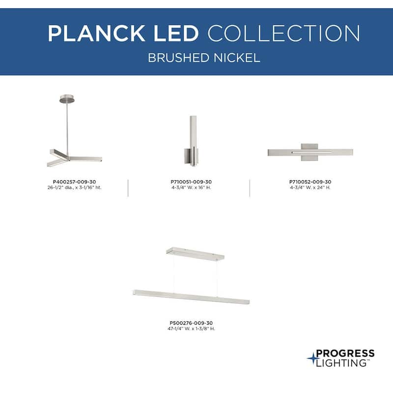 Planck LED Collection 3-Light Brushed Nickel Frosted Glass LED Modern Chandelier Light - 6.000" x 28.400" x 28.400"