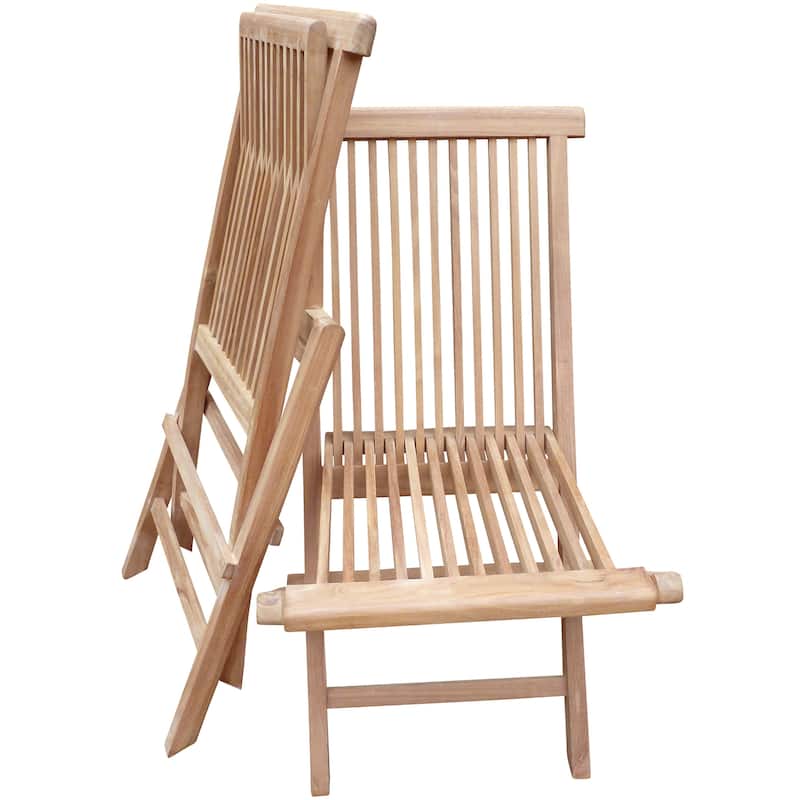 Seven Seas Teak Seaside Outdoor Patio Folding Side Chair, set of 2