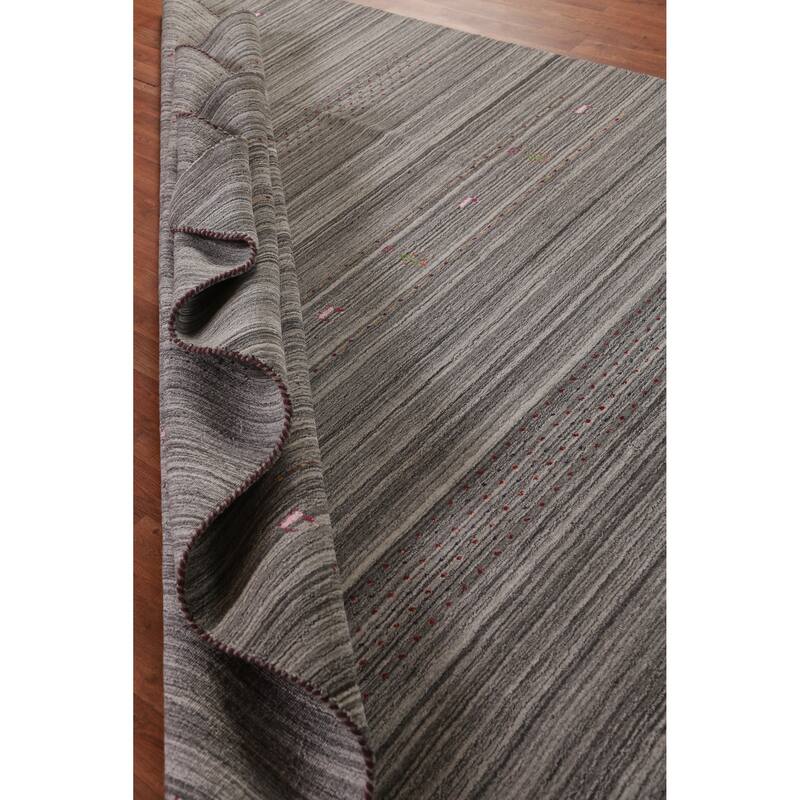 Hand Knotted Oriental 100% Wool Carpet Tribal Tribal Greys & Charcoal Gabbeh Area Rug - 9' 9'' X 8' 2''