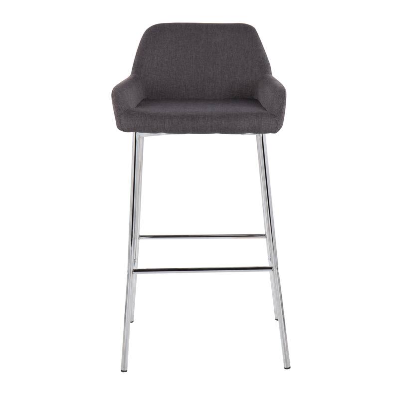 Silver Orchid Galotti Chrome Fixed-Height Upholstered Bar Stool - Set of 2