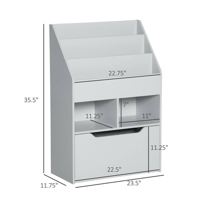 Kids Bookcase Multi-Shelf Rack Organizer with Storage Drawer
