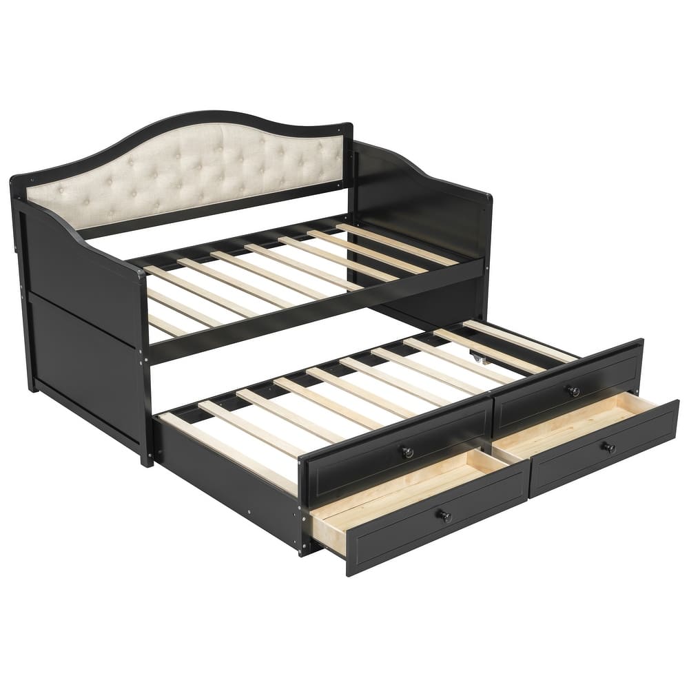 Twin Daybed with Trundle and 2 Storage Drawers