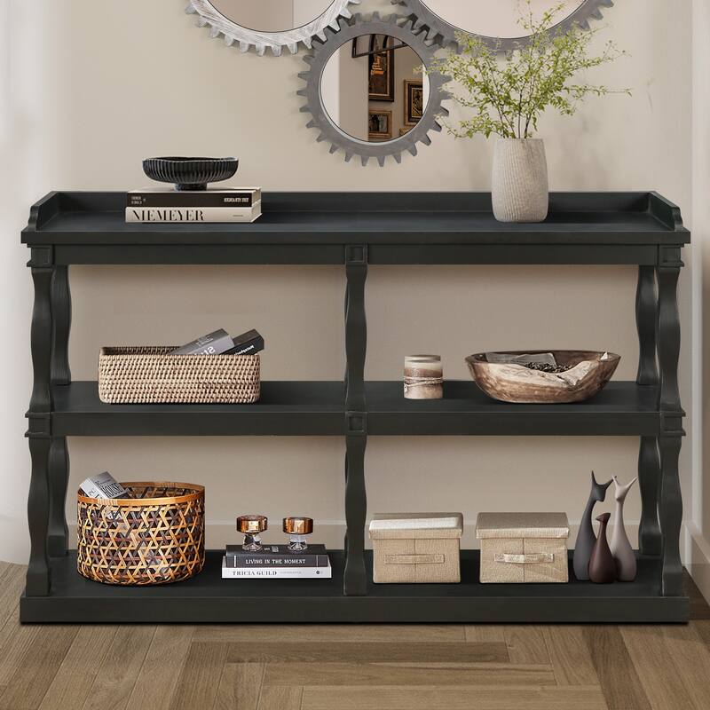 Console Table With 3-Tier Open Storage Spaces