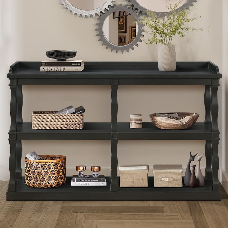 Console Table with three-Tier Open Storage Spaces