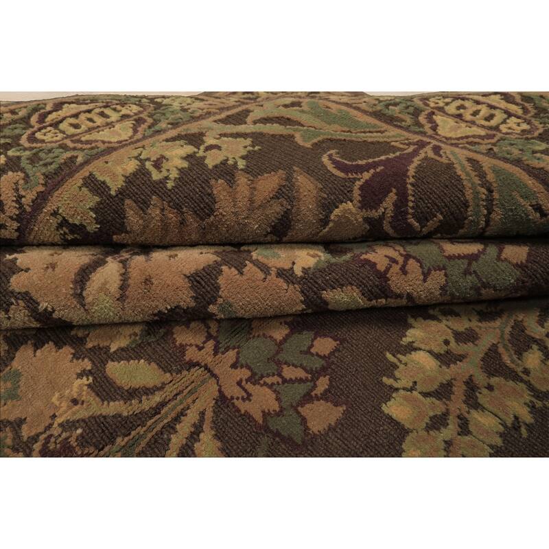 10x12'2'' Hand Knotted Wool Brown French Aubusson Savonnerie Asmara Embossed Rug - 8' 10'' x 12' 2''