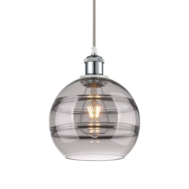 Innovations Lighting 516-1P-10-8 Rochester Pendant Rochester 8" Wide - White Polished Chrome / Light Smoke