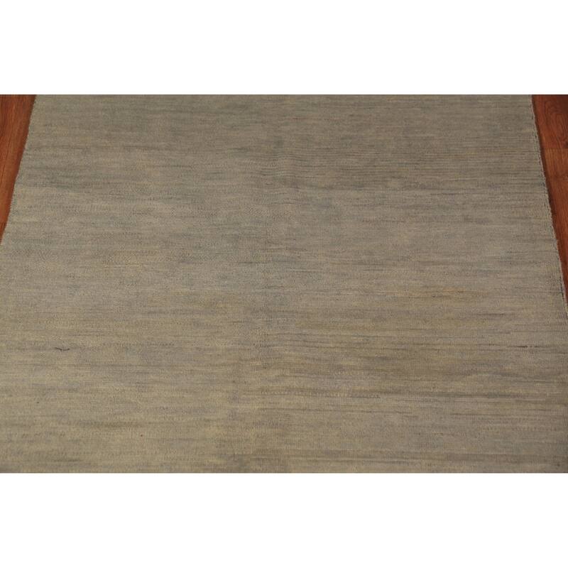Beige & Gray Gabbeh Modern Rug Handmade Wool Carpet - 4'2" x 5'10"