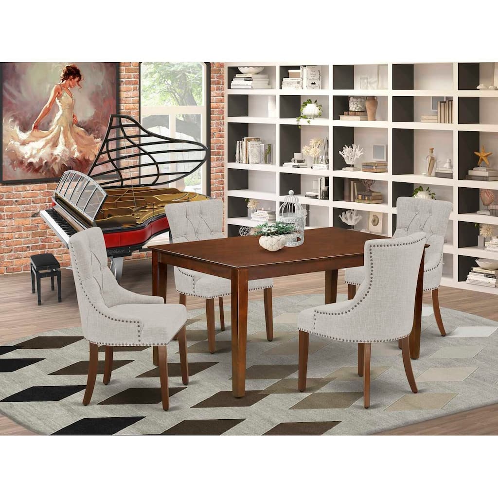 HomeStock 5-Pc Mahogany Finish Solid Wood Top - Rectangular Dining Room Set - Seats 4